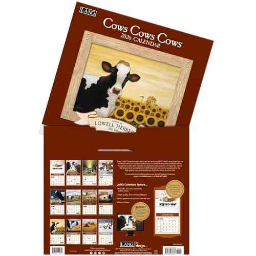 Lang Companies, Cows Cows Cows 2026 Wall Calendar by Lowell Herrero, 13.4'' X 12'', 12-Month Calendar with Stapled Binding