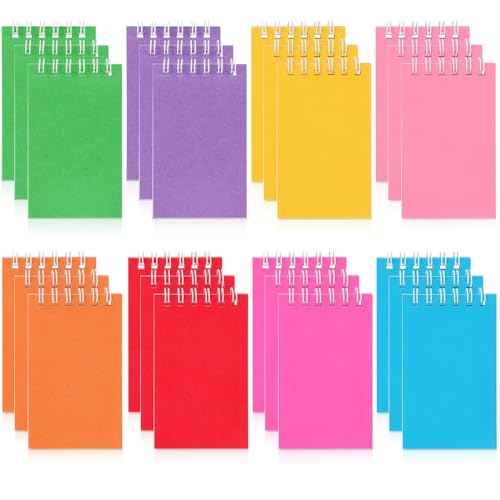 Hooqict 24 Pack Small Pocket Notebook Mini Notebooks Bulk Small Spiral Notepads with 8 Colors, Memo Note Pads for Kids, Work, Office, School, 3.9 x 2.4 Inches