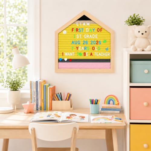 Felt Letter Board for Back to School with 680 Letters & Pencil Design