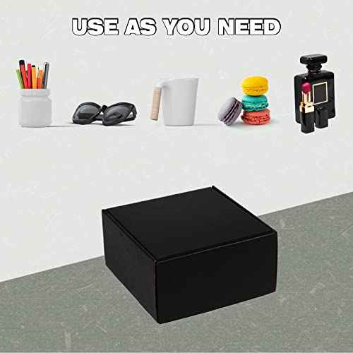 8x8x4 Inches Shipping Boxes Pack of 25, Packaging Corrugated Cardboard Mailer Boxes for Small Bussiness, Black