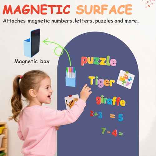 Arch Magnetic Wall Decal for Kids 39.3x17.5 Inch Magnetic Chalk Board Sticker Magnet Chalkboard for Wall Peel and Stick Self Adhesive Blackboard Multifunctional for Playroom Home Office School
