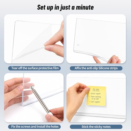 Yaozyety 14x5.5 Inch Transparent Monitor Memo Board Sticky Note Holder for Desktop Office