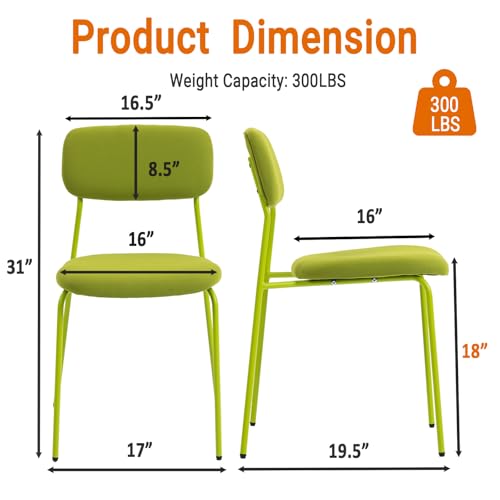 Sidanli Stackable Armless Waiting Room Chairs Set of 4 with Cushions – Green