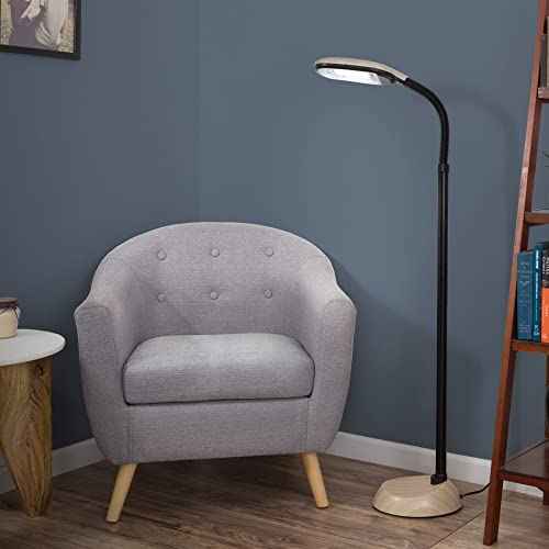 Lavish Home Adjustable Floor Lamp for Bedroom with Bendable Neck - Full Spectrum Natural Sunlight Lamp for Office and Living Room - Reading, Craft, and Esthetician Light (Light Woodgrain)