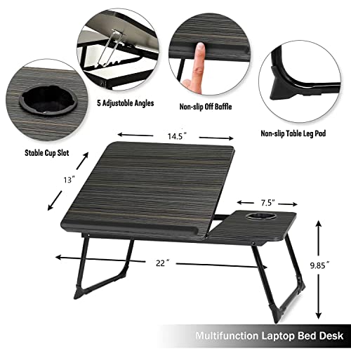 EYdoter Black Adjustable Laptop Desk for Bed Couch, Portable Foldable Bed Table