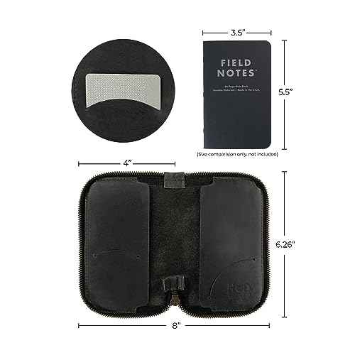 Hide & Drink, Zippered Journal Cover for Moleskine Notebook, Pocket Size (3.5 x 5.5 in. Notebook NOT Included) Full Grain Leather, Handmade, Charcoal Black