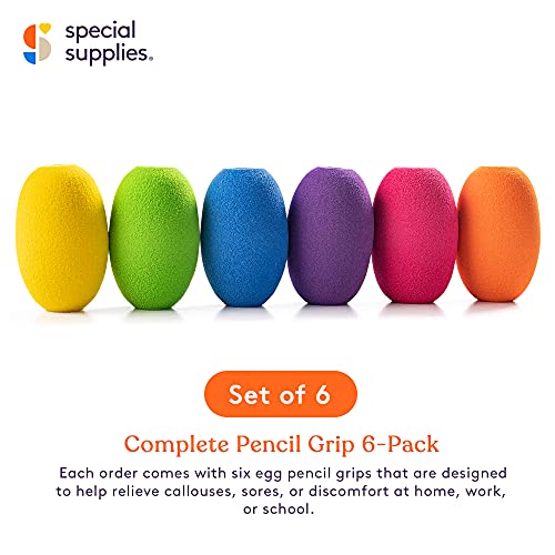 Special Supplies Egg Pencil Grips 6-Pack for Kids & Adults Multicolor Ergonomic Handwriting Support
