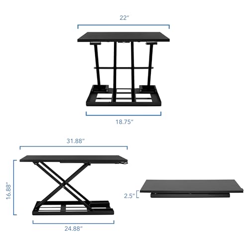 Black Mount-It! Standing Desk Converter 32x22 Inch Sit-Stand Sit-Stand Desk Riser