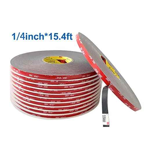 3M Double Sided Mounting Tape, 3M5952 Heavy Duty VHB Foam Adhesive 1/4" x15.4 FT for Indoor Outdoor, LED Strip Lights, Automotive Trim & Home Office D?cor, Waterproof & Industrial Grade