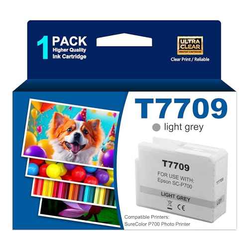 High Yield T770 Ink Cartridge T770920 770 Ink Compatible for SureColor P700 Photo Printer(1 Light Gray)