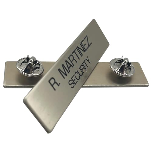 Custom Engraved Silver Metal Name Badge with Secure Clutch Attachment