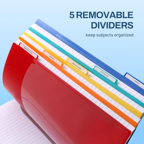 SUNEE Black College Ruled Notebook 400 Pages, 9x11 with 5 Dividers & 3-Hole Punched