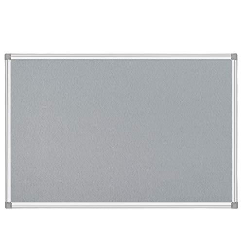 BIBOC Grey Fabric Bulletin Board, 36 x 24 inch, Wall Mounted Fabric Notice Board Cork Bulletin Board, Felt Board, Pin Board, Memo Board Sliver Aluminum Framed for Homes or Offices School