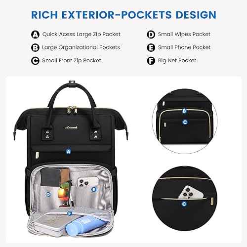 LOVEVOOK Backpack for Women, 15.6 inch Laptop Backpack for Women Teacher Backpack Nurse Bag, Waterproof Work Backpack for Travel, Commuter, College