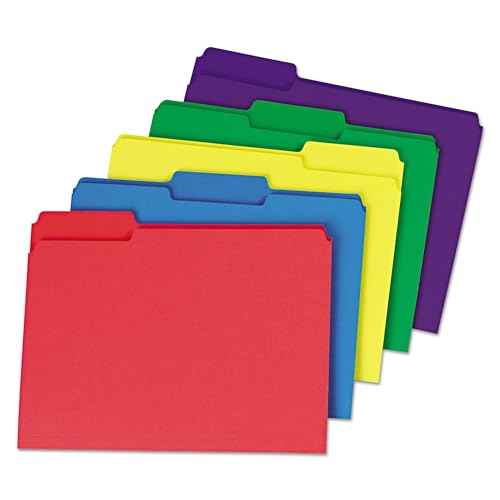 Universal Deluxe Heavyweight File Folders, 1/3-Cut Tabs: Assorted, Letter Size, 0.75" Expansion, Assorted Colors, 50/Box
