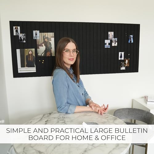 Large Felt Bulletin Board - Stylish Perfectly Sized 35" x 47" Cork Board Alternative for Office & Wall Decor ? 12 Customizable Adhesive Tiles w/Golden Pins are Perfect to Display Your Photos