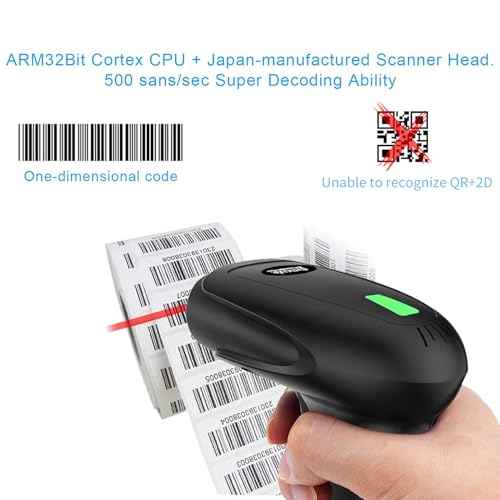 USB Wireless Barcode Scanner with Stand,Symcode Barcode Scanner Versatile 2-in-1 (2.4Ghz Wireless+USB 2.0 Wired) Rechargeable Cordless 1D Barcode Reader Handheld Bar Code Scanner Wireless