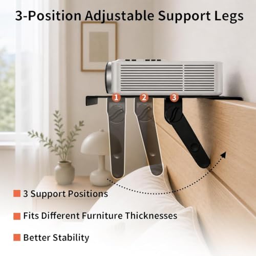 Zalumis Projector Shelf Stand 10.6x8 Inch No Drill Wall Mountable for Bed & Flat Surfaces