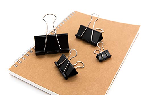 DSTELIN Assorted Binder Clips 6 Sizes Pack of 100 – Heavy Duty Paper Clamps for Office & School