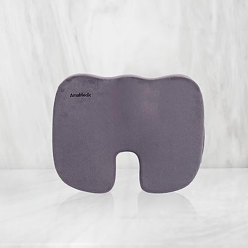 Seat Cushion Memory Foam (Grey)- Comfort Seat Cushion for Office Chair Seat Cushion Breathable Design for Car, Office, Wheelchair, Truck, Gel Seat Pad Cushion