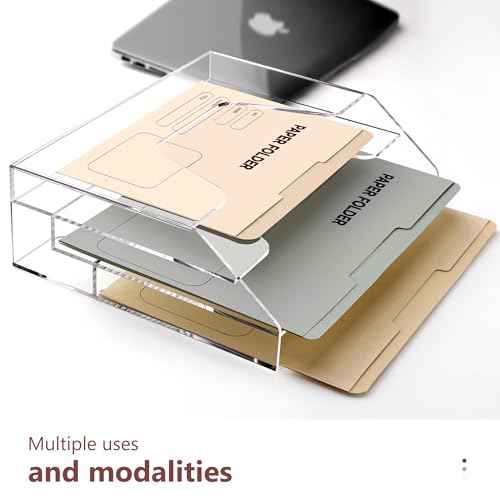 DINGHUO Acrylic Hanging Wall File Folder Organizer for Desk, Clear 3 Tier Document Paper Magazine Holder for Home, Office Organization, School - 1 Pack