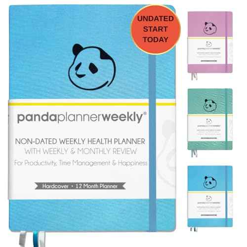 Panda Planner Mental Health Journal ? 8.5¡± x 11" Soft Fabric Hardcover Wellness Planner with Mood Tracker & Journaling Prompts ? Undated 12-Month Self-Care Organizer with 3 Bookmarks (Blue)