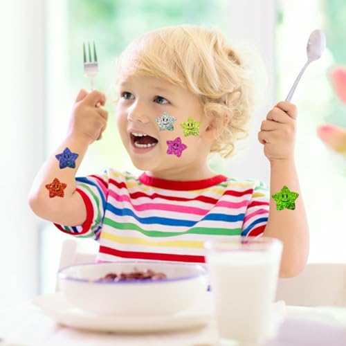 Colorful Smiley Face Star Stickers for Kids Reward, 700 Pcs, 1 Inch, 8 Colors