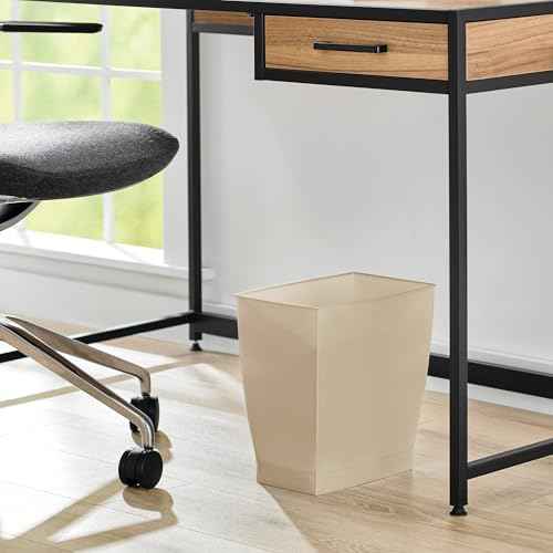 iDesign Small Plastic Bathroom Trash Can, Slim Rectangle Garbage Bin for Bedroom, Office, Dorm, 2-Pack, Brown