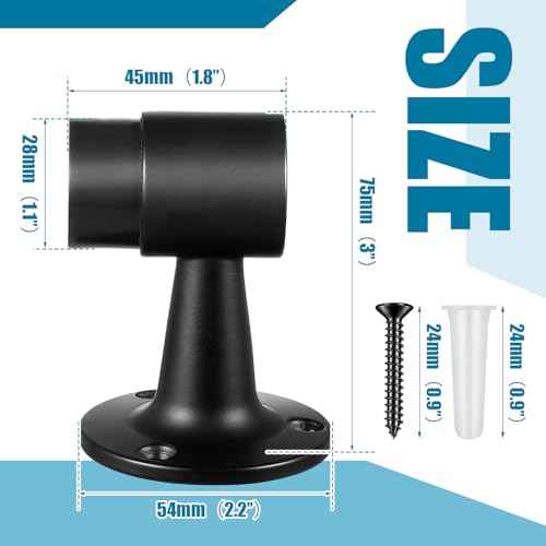 2 Pack Heavy Duty Floor Mounted Door Stop 3 in Aluminum Commercial Grade Door Stopper with Rubber Bumper & Stainless Steel Screws, Black