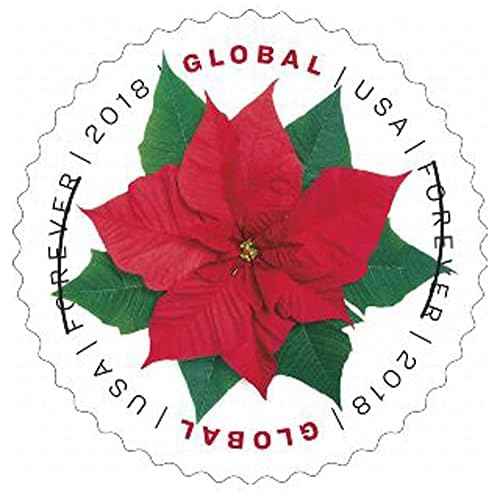 Global Poinsettia 1 Sheet of 10 International First Class Forever US Postage Stamps Mail Holiday Celebration Flower (10 stamps)