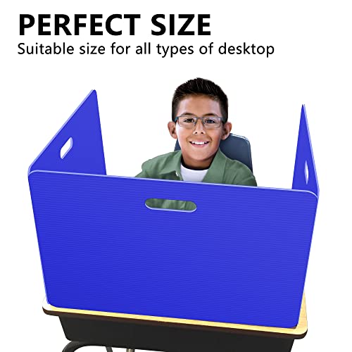 Privacy Shields 12 Pack Blue Durable Easy Carry Plastic Desk Dividers-Easy to Disinfect Classroom Dividers-Portable Divider-Re-usable Privacy Divider