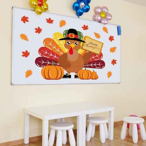 Turkey Bulletin Board Decoration Set Thanksgiving Turkey Crafts Kits DIY Printed Paper Turkey Cutouts Thanksgiving Decor for Home Party Decoration School Activities 30 Inch Tall - 34Pieces