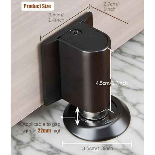 2 Packs Magnetic Door Stopper, Door Wedge Stopper No Drill Invisible Doorstops for Inside Door, Heavy Duty Invisible Door Stop, Magnetic Doors Catch Holder to Keep Doors Open(Black)