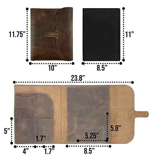 Moleskine Cover (8.5 x 11 in.) Executive Portfolio for Business, Personal Planner for Men & Women, Full Grain Leather, Handmade, Bourbon Brown