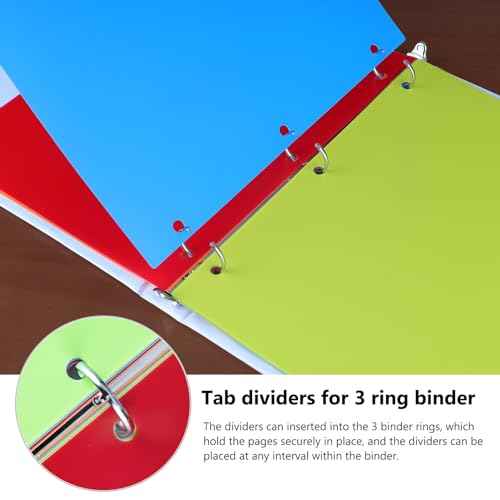 HABGP 3 Ring Binder Dividers with Tabs, 100PCS/20 Set Plastic Dividers for 3 Ring Binder, 5 Tab 3 Hole Punch Color Pages, File Dividers with Tabs,Tabbed Index