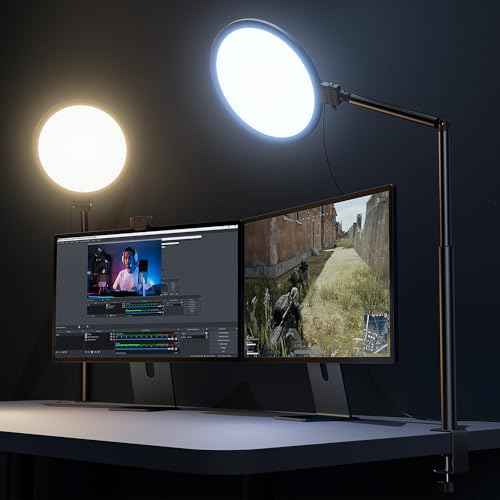 Weilisi 10.2" Desk Ring Light with Stand for Video Call, Ring Light for Desk with Clamp, 360¡Æ Rotate & Flexible Height Desk Light, Adjust Arm Desk Lamp for Home Office, Podcast, Gaming, Recording