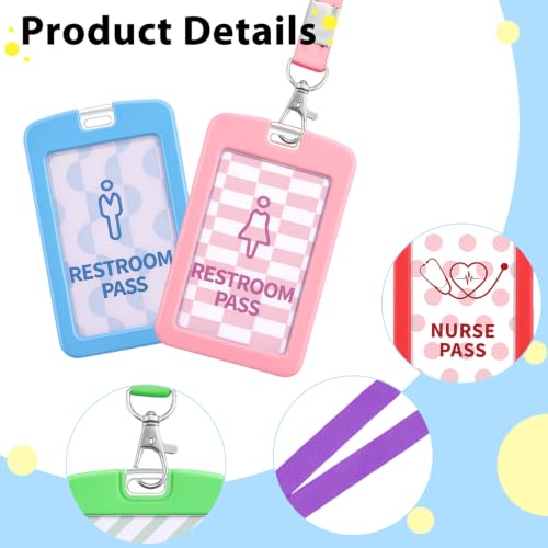 6 Pack Classroom Hall Passes with Lanyards for Schools and Students