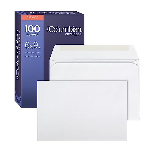 Columbian 6x9 Booklet Envelopes White Gummed Closure 100 Pack