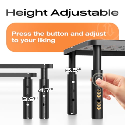 Canyora Black 2-Pack Adjustable Monitor Stand Riser with 3 Height Settings
