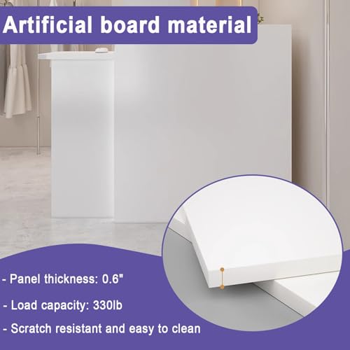 BFECGDXT Reception Desk with Counter, L-Shaped Left Corner, White - 31.5 x 17.7 x 39.4 in