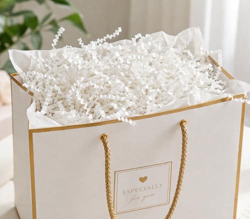 White Crinkle Cut Paper Shred Filler, 5oz Decorative Gift Basket