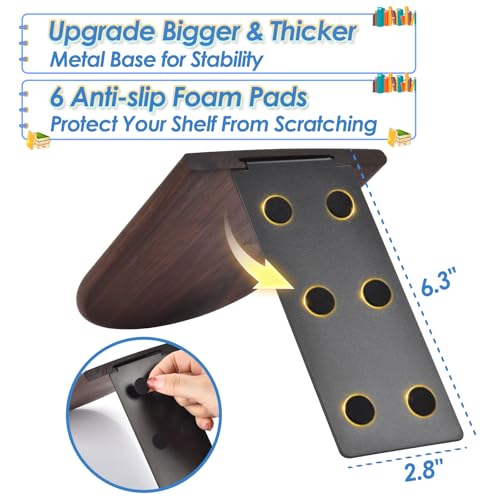 Lauvee Small Brown Black Walnut Book Ends - Heavy Duty & Non-Slip Wooden Shelf Organizer