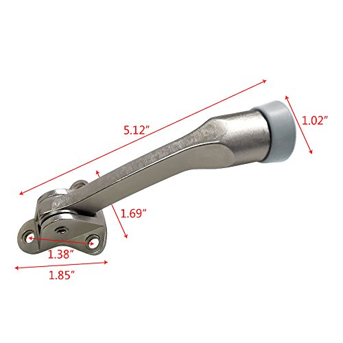 Boshen 10Pcs Kickdown Door Stopper Easy-Install Door Stop Holder Premium Rubber Foot Ajustable Height (Satin Nickel, 10 Pack)
