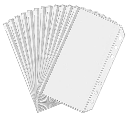Antner A6 Size Binder Pockets 12pcs Clear Zipper Envelopes for Budgeting & Organization