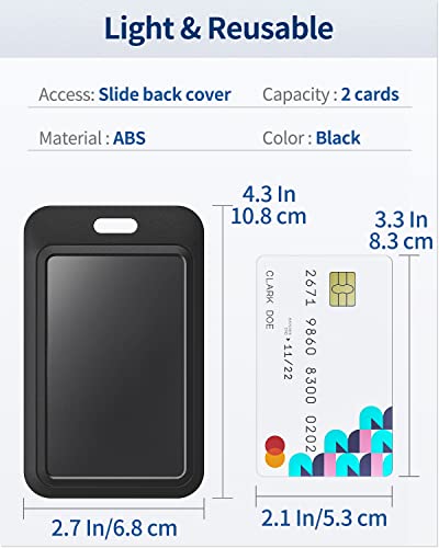 Uniclife 3 Pack Black Sliding Vertical Badge Holders for ID Cards & Access Passes