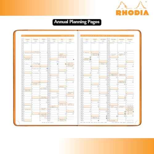 Rhodia Webplanner 2026 Calendar Year - 6 1/4" x 9 3/8" - Orange Cover - Weekly Planner Organizer