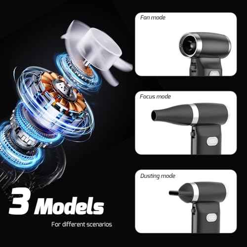 Compressed Air Duster, Electric Dust Blower, High-Speed Electric Air Duster, 8000mAh Rechargeable Mini Jet Blower, 100 Gear Adjustable 130000RPM, PC Cleaning Set for Laptops, Keyboards, Cars
