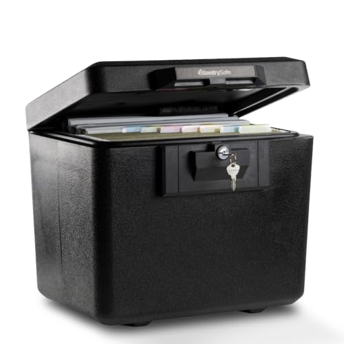 SentrySafe Black Fireproof Document Box with Key Lock, 0.61 Cu Ft