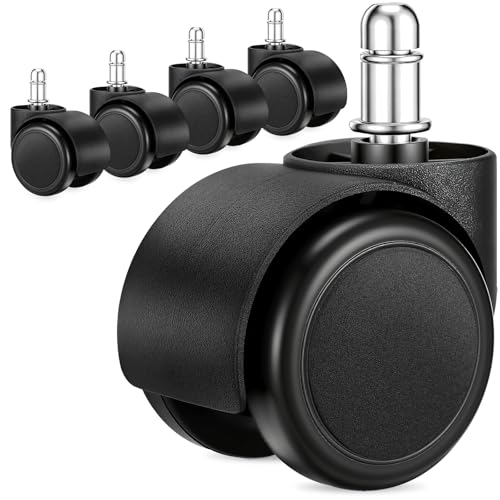 2-Inch Office Chair Casters Wheels Replacement with 11mm Stem – 5 Pack