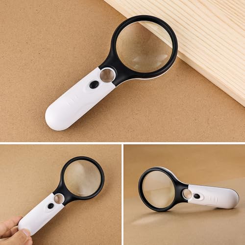 Heavy-Duty Handheld Magnifying Glass with LED Light | 3X & 45X Magnification